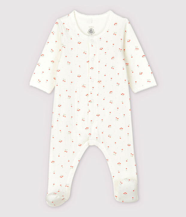 Bodyjama cerises b&eacute;b&eacute; en tubique en coton biologique blanc/multicouleur