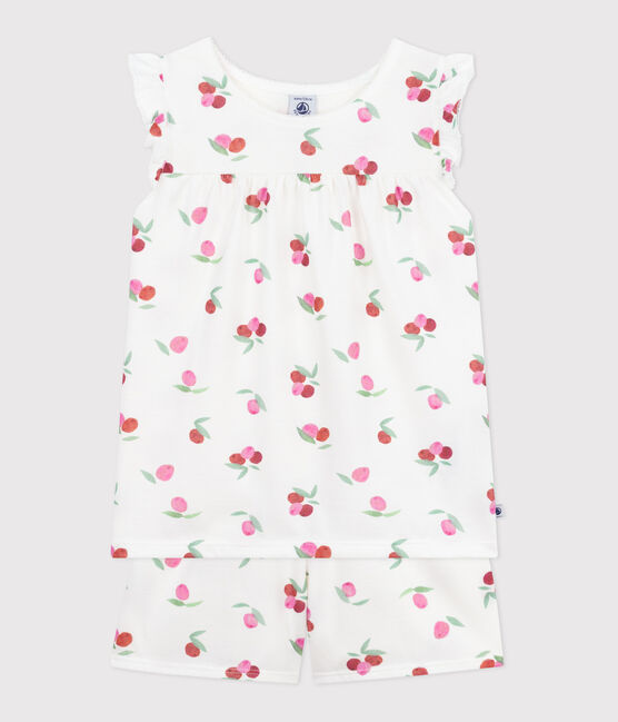 Pyjama short enfant en coton imprimé fruits blanc MARSHMALLOW/blanc MULTICO