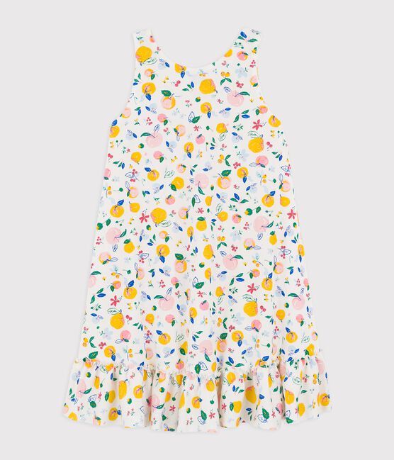 Robe sans manche en coton enfant fille blanc MARSHMALLOW/blanc MULTICO