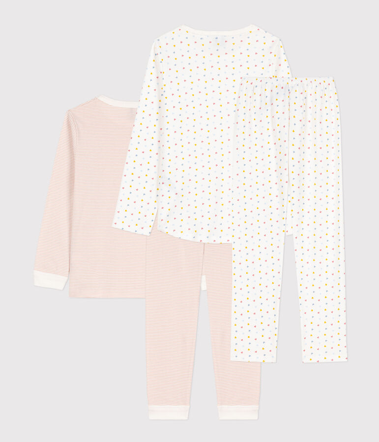 Lot de 2 pyjamas petits coeurs en coton petite fille multicouleur