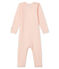Body jambes longues bébé en laine et coton rose CHARME/blanc MARSHMALLOW