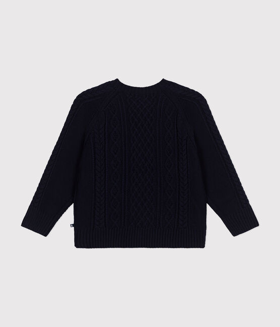 Pull irlandais en coton enfant fille / garçon bleu SMOKING