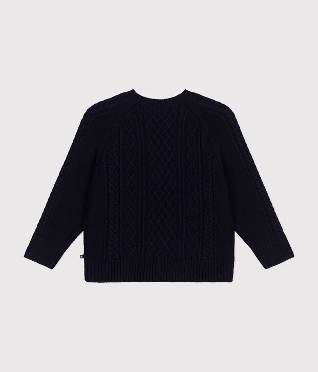 Pull irlandais en coton enfant fille / gar&ccedil;on bleu