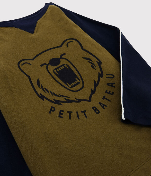 Tee-shirt s&eacute;rigraphi&eacute; enfant gar&ccedil;on vert/bleu