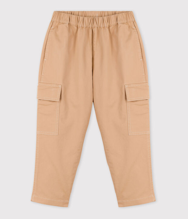 Pantalon cargo en serg&eacute; enfant fille / gar&ccedil;on beige