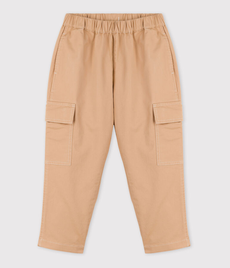 Pantalon cargo en serg&eacute; enfant fille / gar&ccedil;on beige TRENCH