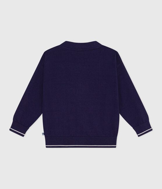 Cardigan enfant en coton uni bleu SOIR