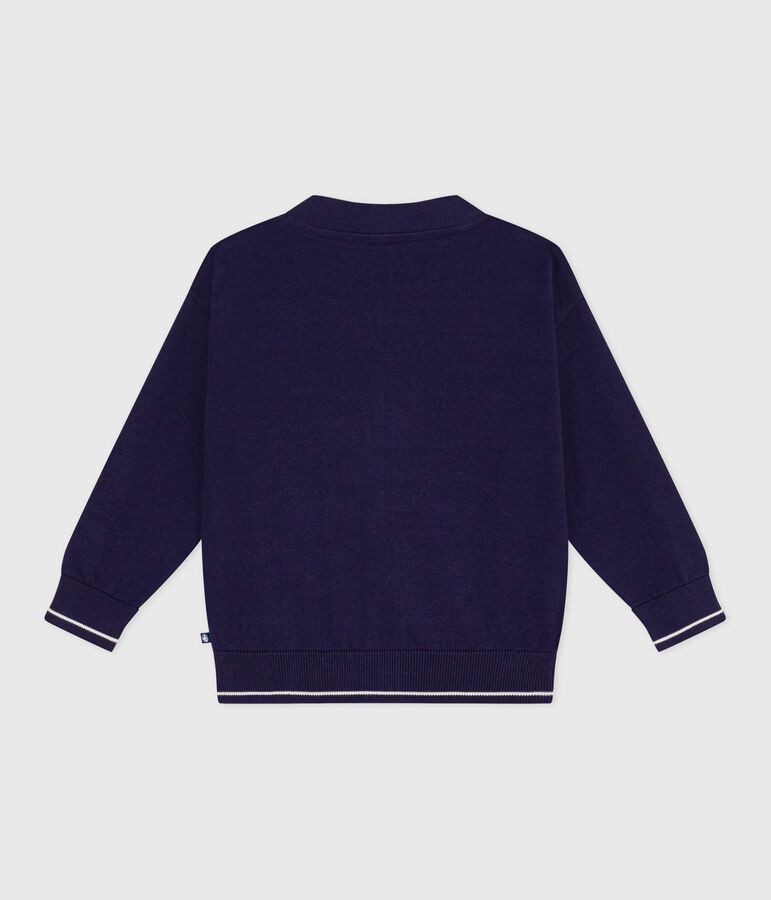 Cardigan enfant en coton uni bleu SOIR