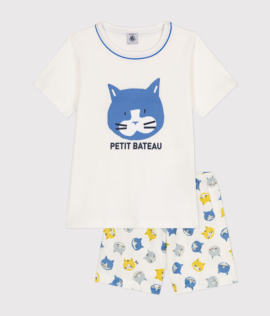 Pyjama short en coton enfant blanc MARSHMALLOW/blanc MULTICO