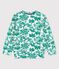 Sweatshirt en molleton enfant garçon blanc MARSHMALLOW/vert GAZON