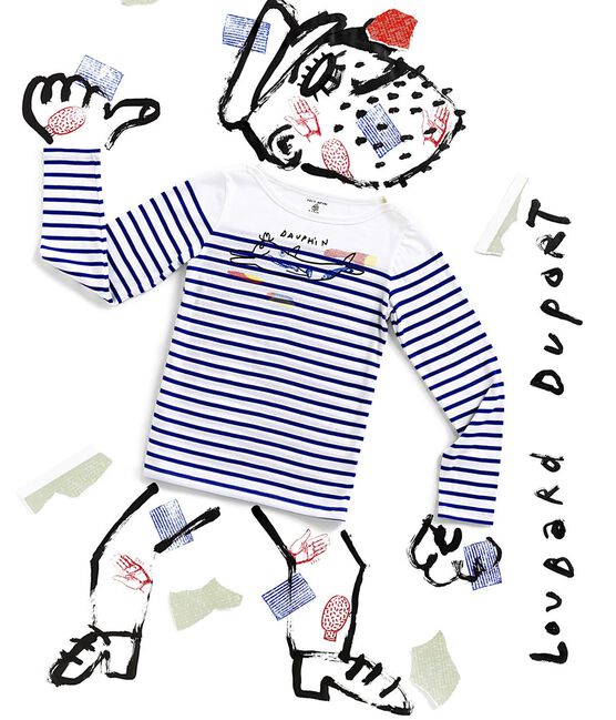 Marinière Femme Serge Bloch blanc MARSHMALLOW/bleu PERSE
