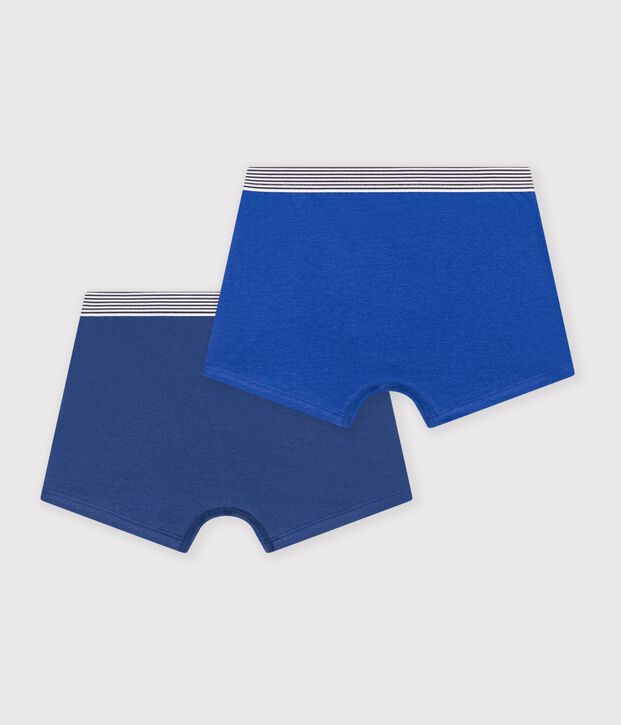 Lot de boxers enfant en coton et &eacute;lasthanne uni multicouleur