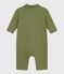 Combinaison longue b&eacute;b&eacute; en coton uni vert OLIVINE