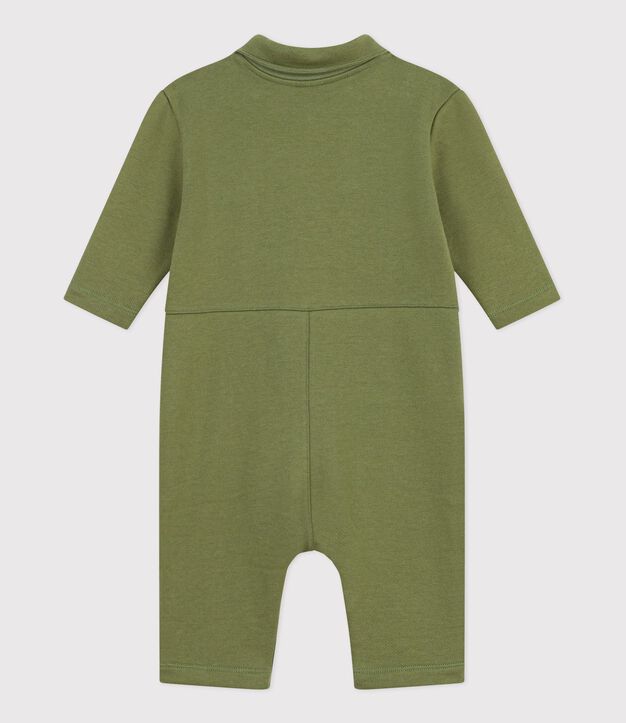Combinaison longue b&eacute;b&eacute; en coton uni kaki