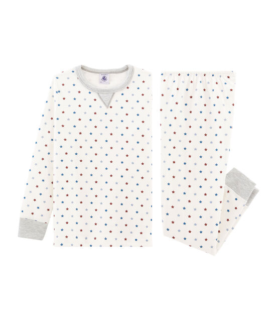 Pyjama petit garçon en tubique blanc MARSHMALLOW/blanc MULTICO