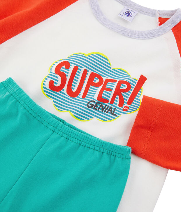 Pyjama petit gar&ccedil;on en c&ocirc;te vert/multicouleur