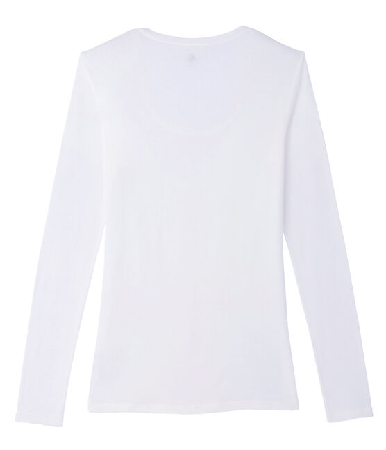 Tee-shirt manches longues femme en coton léger blanc MARSHMALLOW
