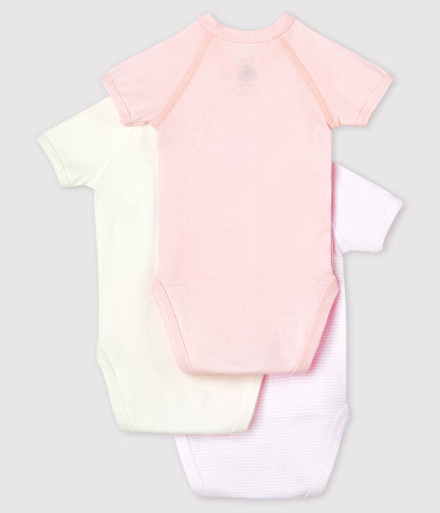 Lot de 3 bodies b&eacute;b&eacute; en coton biologique multicouleur