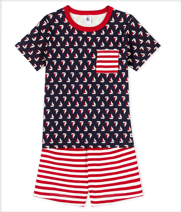 Pyjacourt petit gar&ccedil;on en c&ocirc;te bleu/multicouleur