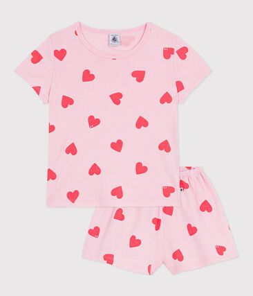 Pyjama short enfant en coton imprimé cœurs