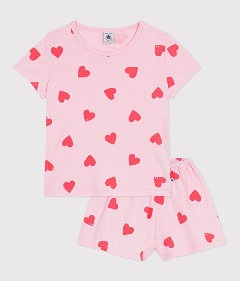 Pyjama short enfant en coton imprim&eacute; c&oelig;urs MARQUISE/ PEACHY