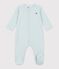 Pyjama b&eacute;b&eacute; en coton &agrave; rayures milleraies vert/blanc