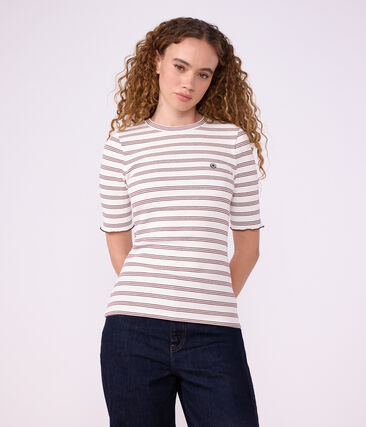 Tee-shirt femme en coton manches courtes à rayures