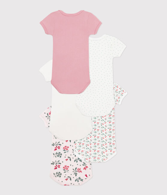 Lot de 5 bodies manches courtes en coton fleuri bébé variante 1