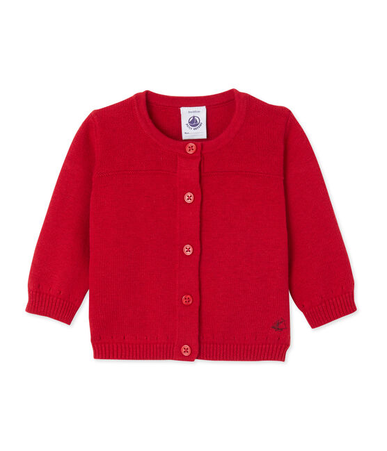Cardigan bébé fille en laine et coton rouge FROUFROU
