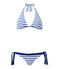 Maillot de bain 2 pièces femme rayé blanc MARSHMALLOW/bleu PERSE