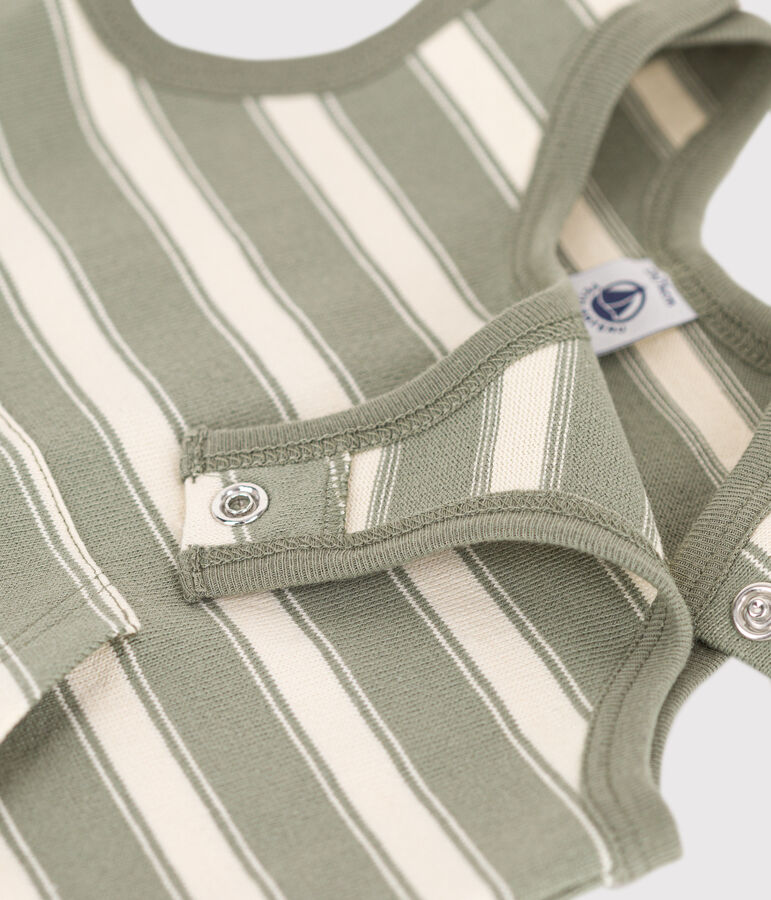 Combinaison courte sans manche b&eacute;b&eacute; en jersey &eacute;pais ray&eacute; MARECAGE/ AVALANCHE