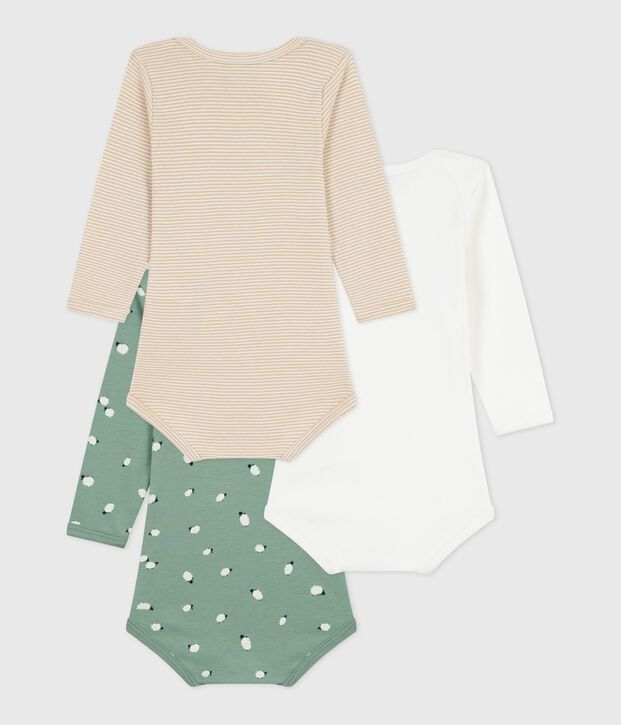 Lot de bodies manches longues en coton imprim&eacute; moutons b&eacute;b&eacute; multicouleur