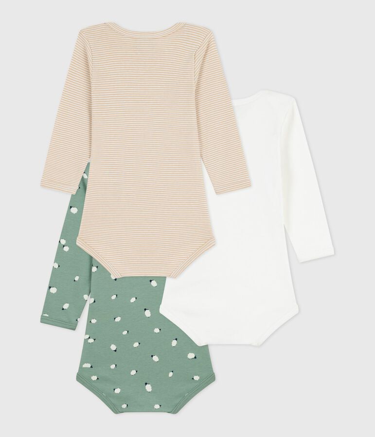 Lot de bodies manches longues en coton imprim&eacute; moutons b&eacute;b&eacute; variante 1