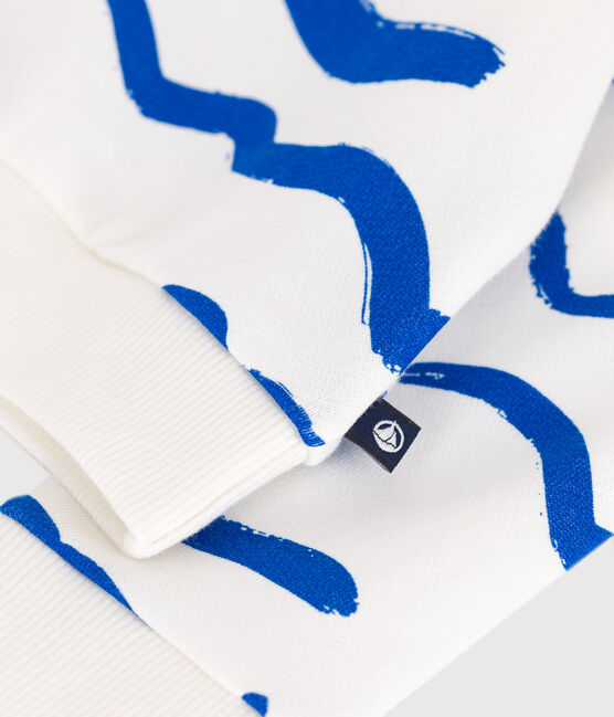 Sweat bébé en coton, imprimé requin bleu MARSHMALLOW/ PORCELANA