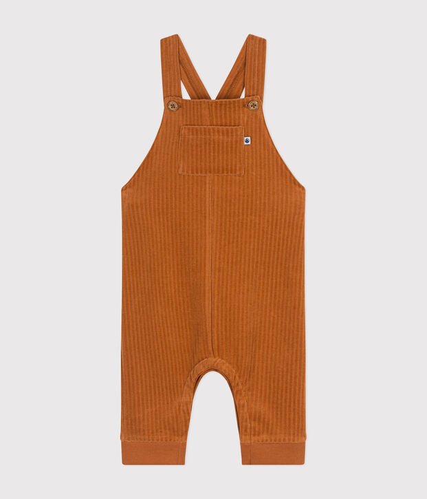 Salopette longue en velours b&eacute;b&eacute; marron