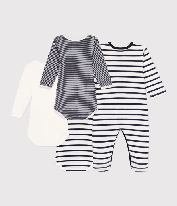 Lot de 1 pyjama b&eacute;b&eacute; et 3 bodies rayures multicouleur