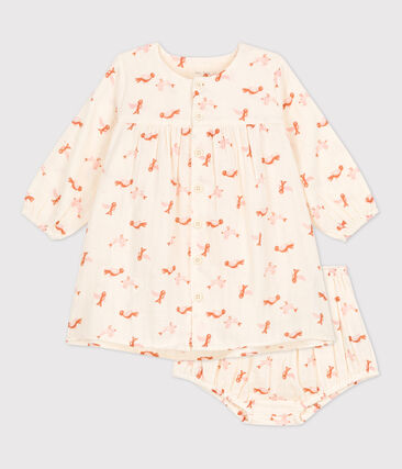 PETIT BATEAU - Robe et bloomer bébé imprimés oiseaux en gaze de coton