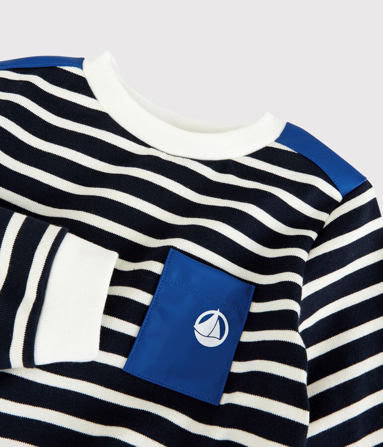 Sweatshirt en jersey enfant gar&ccedil;on bleu/blanc
