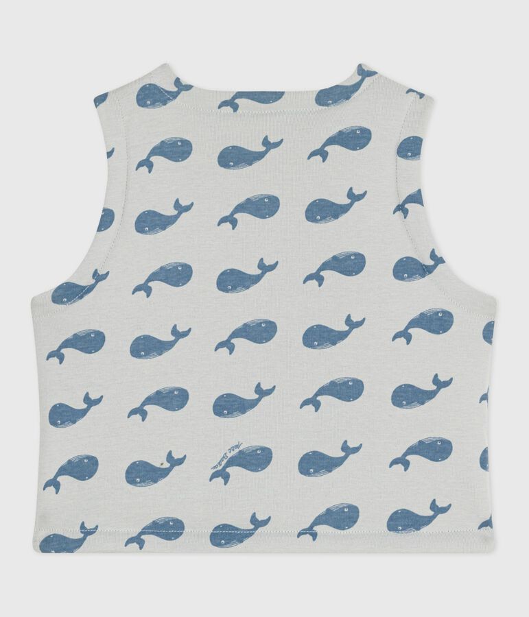Gilet sans manche r&eacute;versible b&eacute;b&eacute; en coton imprim&eacute; baleines CO2/ ADRIATIC