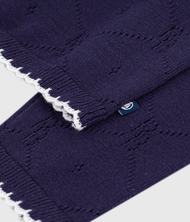 Cardigan enfant en coton uni bleu marine