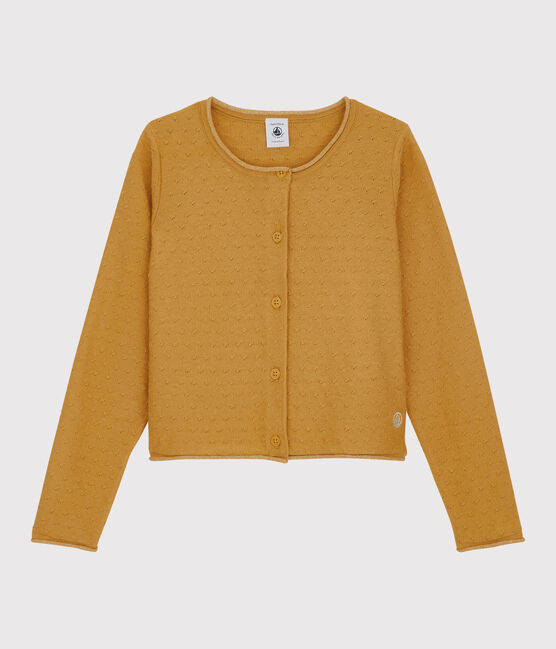 Cardigan laine et coton fille jaune BOUDOR