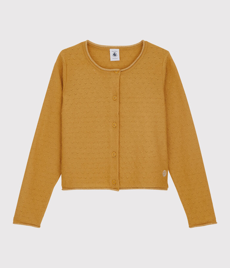 Cardigan laine et coton fille jaune BOUDOR