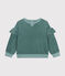 Sweatshirt en bouclette velours unie enfant fille vert BRUT