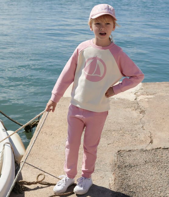 Sweatshirt enfant mixte en coton rose CHARME/blanc MULTICO