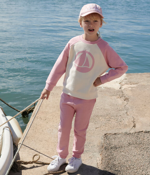 Sweatshirt enfant mixte en coton rose/multicouleur