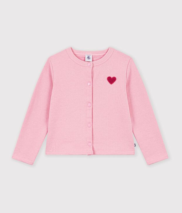 Cardigan enfant en coton uni rose