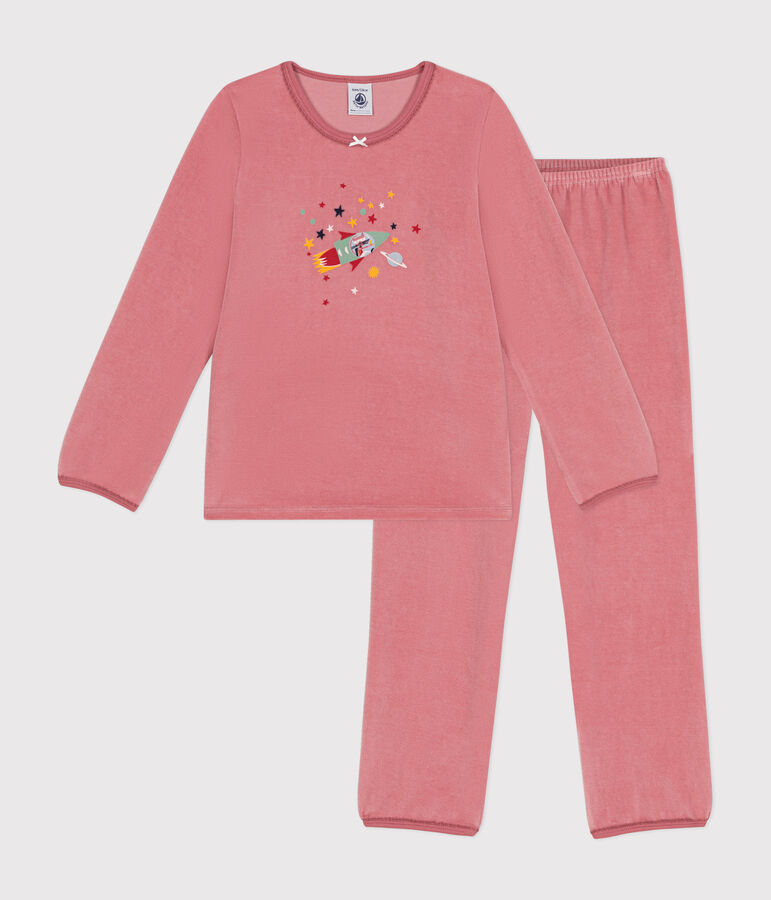 Pyjama uni en velours enfant rose ROSEWOOD