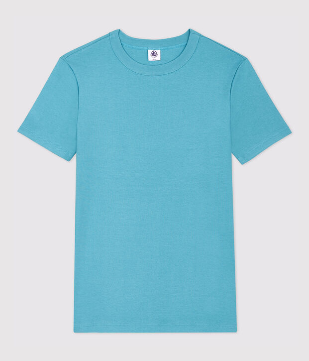 T-shirt col rond iconique en coton Femme bleu
