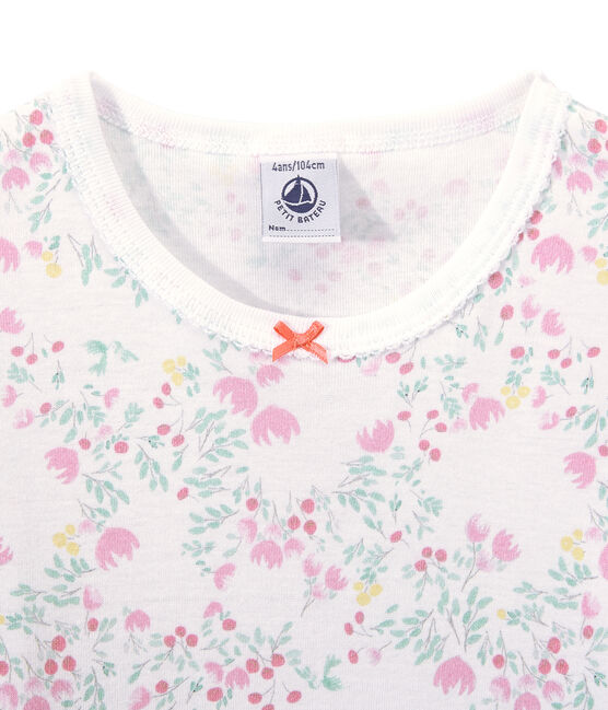 Chemise de nuit fille manches longues imprimée blanc ECUME/blanc MULTICO