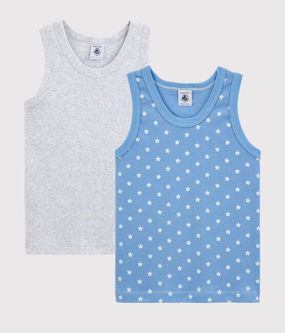 Lot de 2 débardeurs bleu et gris chiné petit garçon variante 1